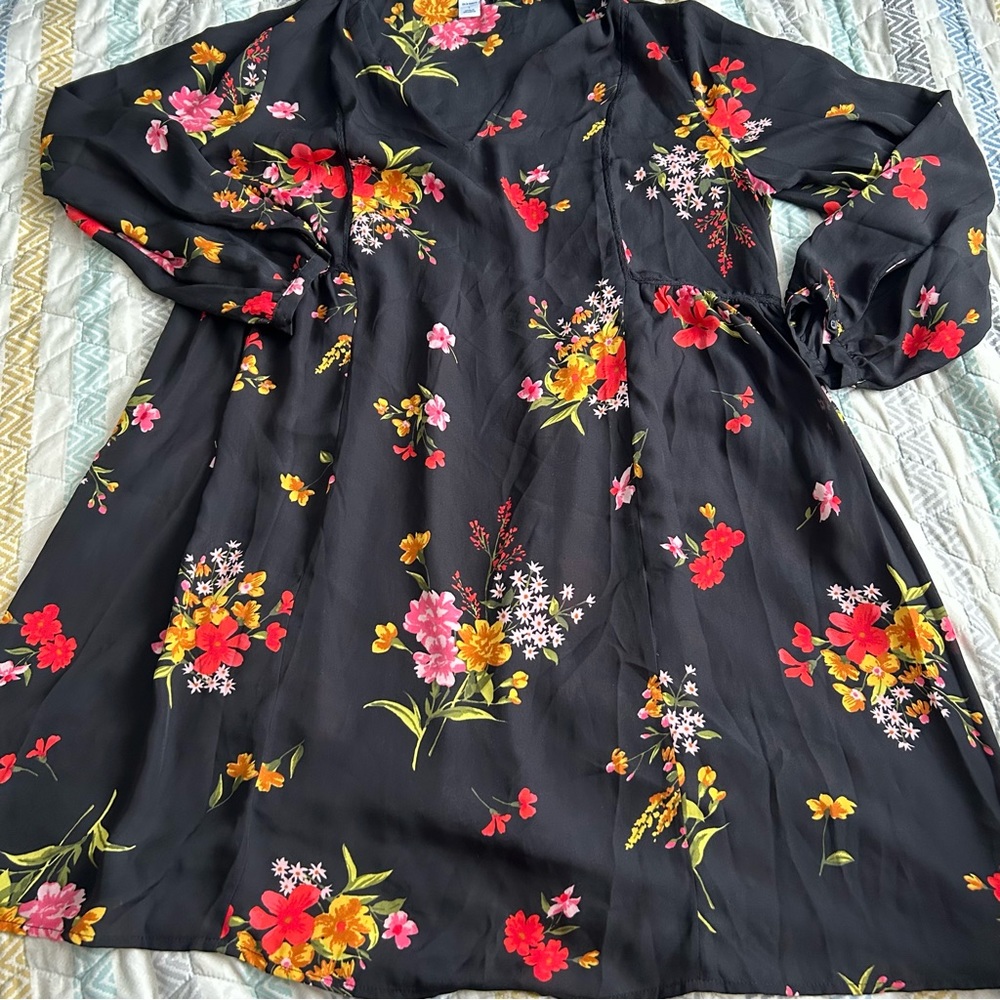 Old navy floral sheer dress black large